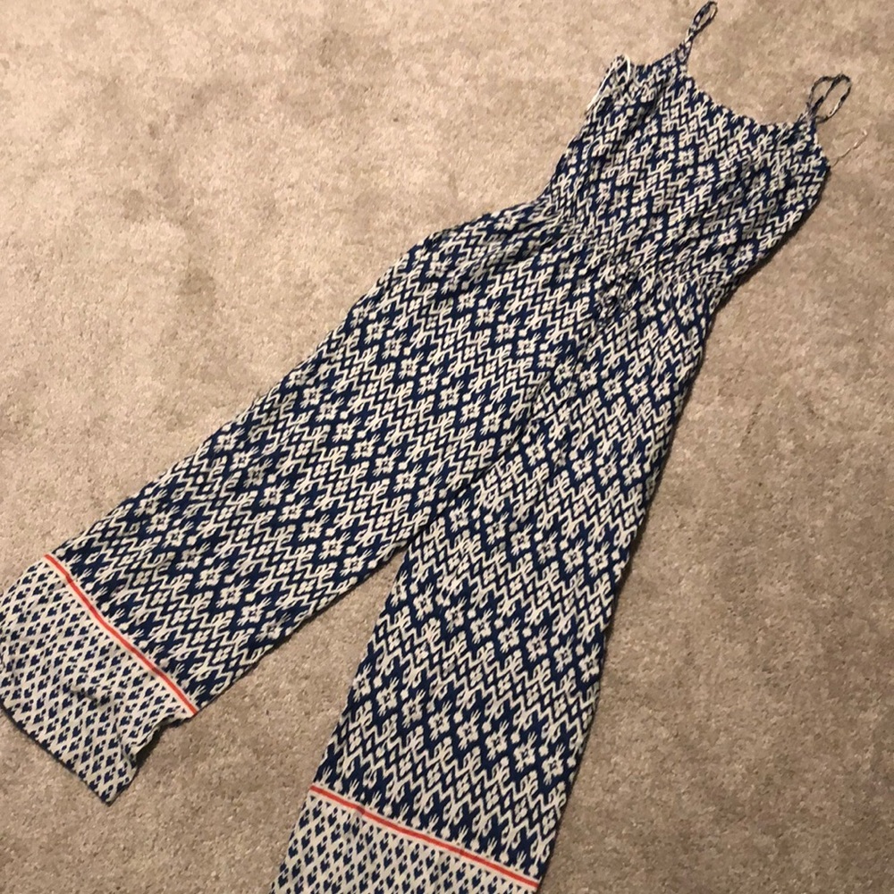 beachlunchlounge blue and white Romper - XS